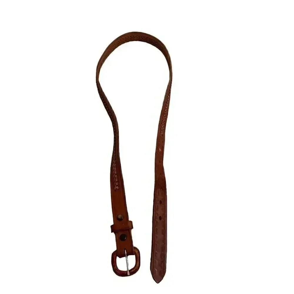 Brown Leather Weaved Western Bohemian Buckle One Size